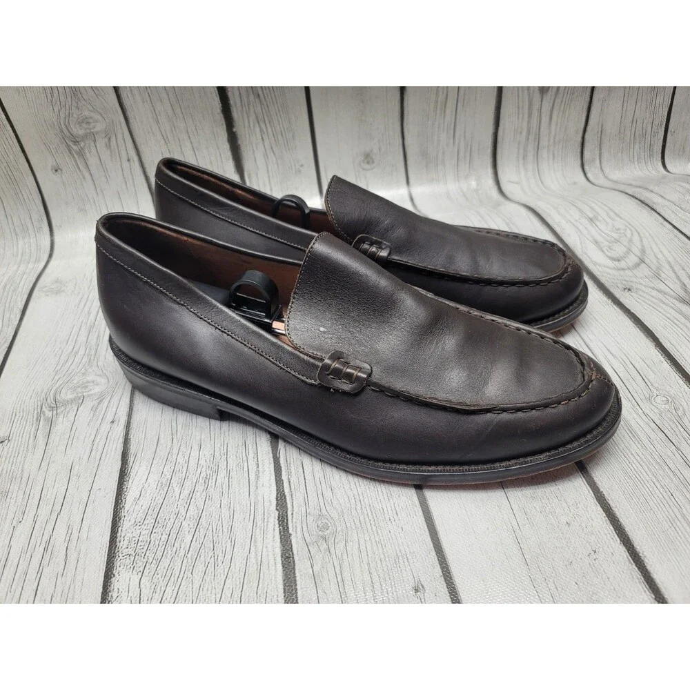 J. Crew Moc Toe Loafers Men's 11 Shoes Split Toe Slip On Dark Brown Leather